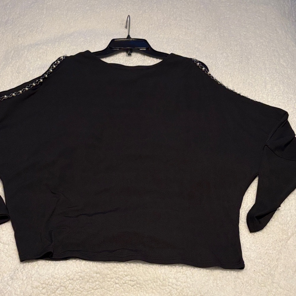 Daytrip Black Long Sleeve Top with Chain Detail